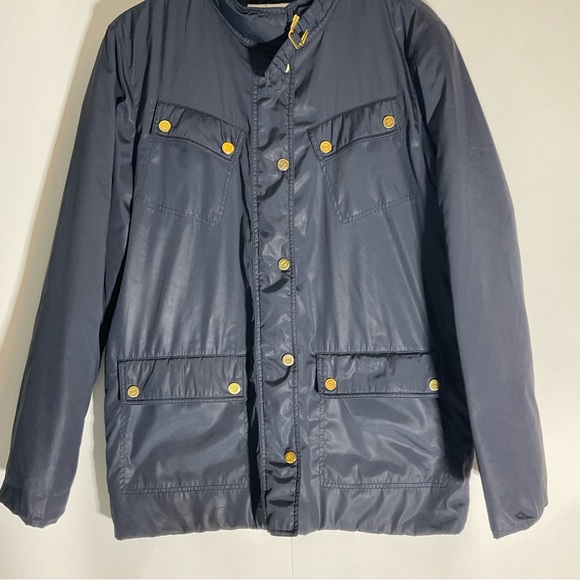 Doncaster 50/50 Down/Feather Fill Navy Gold Hardware Full Zip Pockets Coat Sz 8 - Picture 4 of 16